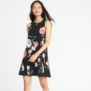 Jersey Knit Sleeveless Floral Swing Dress